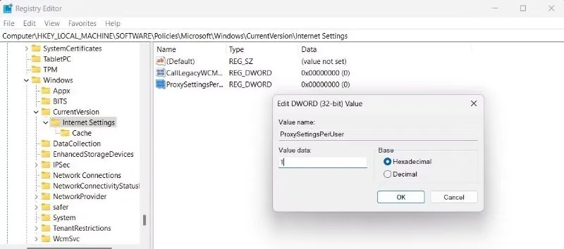 How to disable system-wide proxy using Registry Editor